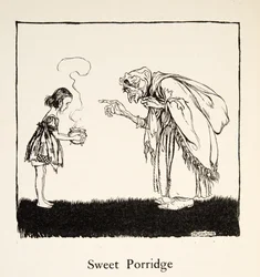 Maluszek poszedł i przyniósł pudełko, z Little Brother & Little Sister and Other Tales by the Brothers Grimm, pub.1917 (lito)