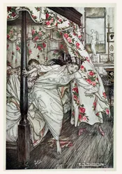 Wenus i kot, ilustracja z „Bajek Ezopa”, wydanej przez Heinemanna, 1912 (kolor lito)