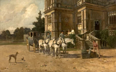 Widok z przodu Wollaton Hall, Nottingham z koniem i powozem, ok. 1880-1906