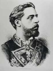 CARLOS VII, Carlos Maria de los Dolores de Borbon y Austria-Este (1848-1909). Karlistowski pretendent do tronu Hiszpanii jako Carlos VII. Hiszpania. Karlizm. Karol VII, karlistowski pretendent do tronu. Opublikowany w "La ilustracion Espanola y Americana".