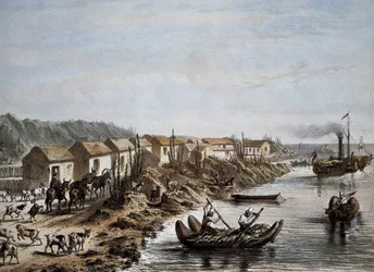 Chile (1854). Port Huasco. Litografia.