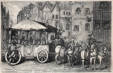 Śmierć Henryka IV: zabójstwo Henryka IV 14 maja 1610 przez François Ravaillaca - zabójstwo Henryka IV przez François Ravaillaca przy rue de la Ferronnerie 14 maja 1610