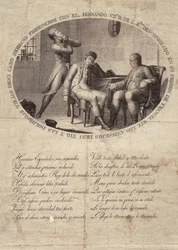 FERDYNAND VII z Hiszpanii (1784-1833). Król Hiszpanii (1808-1833). Niewola Fernanda VII we Francji. Akwaforta. HISZPANIA. ANDALUZJA. CADIZ. San Fernando. Miejskie Muzeum Historyczne