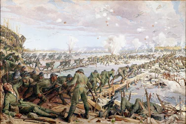 Pierwsza wojna światowa: bitwa pod Piave w czerwcu 1918 roku (akwarela)