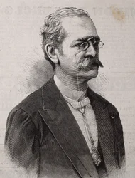 PALMA, Ricardo (1833-1919). Peruwiański pisarz, uczony, bibliotekarz i polityk. Rycina.