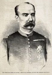 PRIMO DE RIVERA, Fernando (1831-1921). Hiszpański wojskowy i polityk. Fernando Primo de Rivera, który walczył w trzeciej wojnie karlistów. Rycina.