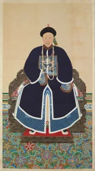 Portret dworzanina Qing, prawdopodobnie Jing Shou (zm. 1889) (tusz i kolor na jedwabiu)