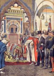 Prezydent Republiki Francuskiej Emile Loubet odwiedzający meczet Sidi Bou Medine, Tlemcen, Algieria