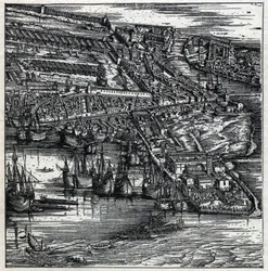 Port w Wenecji w XVI wieku (rycina)