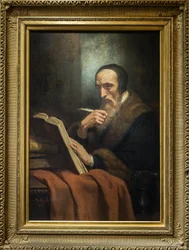 Portret Jana Kalwina (Jean Cauvin), francuskiego pisarza, teologa i pastora okresu reformacji protestanckiej (1509-1564) - obraz Ary