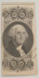 Motyw banknotu: Portret Jerzego Waszyngtona w ozdobnym panelu, ca. 1824-37.