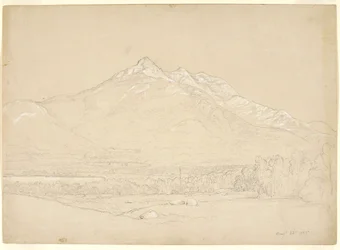 Mount Chocorua, New Hampshire, 1855 (grafitowo-biały gwasz na przygotowanym beżowym papierze)