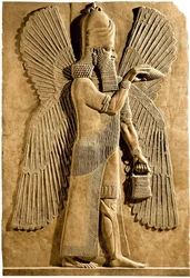 Skrzydlaty geniusz. Fragment reliefu z pałacu asyryjskiego króla Sargona II, 722-705 p.n.e.