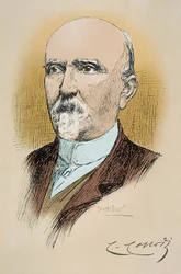 Portret włoskiego pisarza i dziennikarza Carlo Collodiego (Lorenzini) (1826-1890), autora Pinokia. Rysunek autorstwa Attilio Mussino (1878-1954)