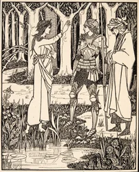 Pani Jeziora opowiada Arturowi o mieczu Excalibur, 1894 (rycina)