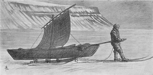 Żagiel z saniami. Na południe od przylądka Richthofen. 6 czerwca 1896, 1897