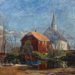 Kościół i czerwony dom, kościół Rygge