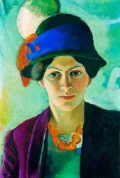 „Portret żony artysty w kapeluszu” (żona artysty w kapeluszu) Obraz Augusta Macke (1887-1914)