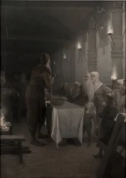 Frithiof przybywa do króla Ringa (z sagi o Frithiofie)