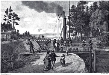 Widok śluzy Juustila w Finlandii, 1873