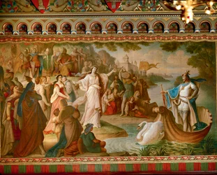 Przybycie Lohengrina do Antwerpii, z Sagi o Lohengrinie, Salon, ok. 1882-83