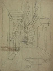 Szkic perspektywiczny do „Walki ulicznej w zaułku weneckim”