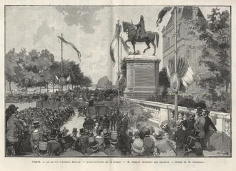 Paryż - - Przemówienie pana Darlota podczas inauguracji 15 lipca 1888 r. w Hotel de Ville de Paris pomnika Etienne Marcela - Rysunek Gerardina w „The Illustrous World” z 1888