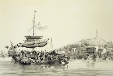 Hong Shang, tablica 17 z "Sketches of China", rytowana przez Eugene