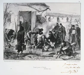 Francuski posterunek straży przedniej w Creteil, oblężenie Paryża, wojna francusko-pruska, grudzień 1870 1872