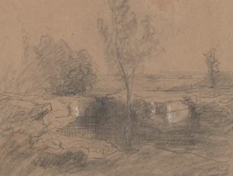 Krajobraz, ok.1853-65 (ołówek i pranie na papierze)