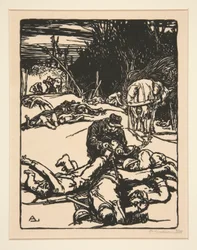 Apr?s le combat (Po bitwie), z La Guerre de 1914, pierwsza seria, nr 14
