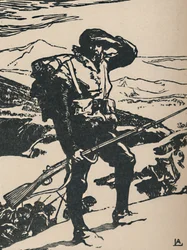 Łowca alpejski obserwujący równinę Renu, 1919