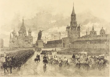 Koronacja cara. Imperial Cortège przecina Place Royale, 1883.