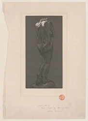 Posąg nagi, widziany z tyłu, ca. 1902.