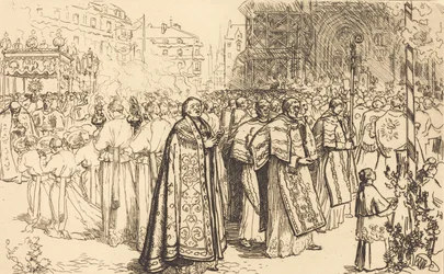 Powrót procesji do katedry w Nante Rentree de la Procession a la Cathedral de Nantes, 190