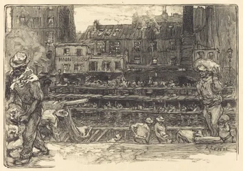 Rozładunek, Kanał St. Martin Urządzenia do rozładunku gipsu, Kanał Saint-Martin, 1890.
