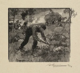 Las Fontainebleau: Ciągnięcie wrzosu La Forêt de Fontainebleau: Arracheurs de Bruyères, 1890.