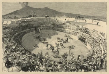 Włochy. Święto Pompejów, Cyrk gladiatorów, 1884.