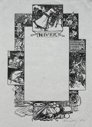 Almanach Paryski, 1897: Obramowanie dekoracyjne, zima