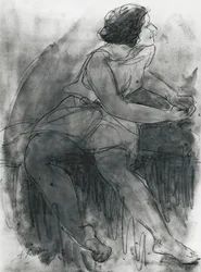 Isadora Duncan (1878-1927) (ołówek i pranie na papierze)