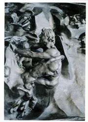 Bramy piekieł, detal Ugolina i jego synów, lewy środkowy panel, ok. 1887, brąz