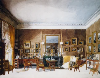 Salon księżnej Berry w Tuileries, akwarela Garnerey Auguste (1785-1824), Francja