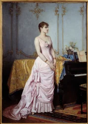 Portret piosenkarki Rose Caron (1857-1930). Obraz Auguste Toulmouche (1829-1890)