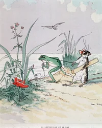 Żaba i rata - w „”Fables de La Fontaine””, il. Auguste Vimar (1851-1916), Tours, w A, Mame & Son