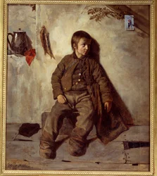Obraz z kominem sabaudzkim autorstwa Auguste de Chatillon (1813-1881)