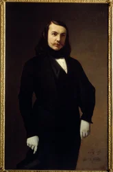 Portret Teofila Gautiera (1811-1872) poety, powieściopisarza i krytyka Malarstwo Auguste de Chatillon (1813-1881) 1839 Nd. 1,3x0,84 m Paryż, musee Carnavalet - Portret Teofila Gautiera (1811-1872), poety, powieściopisarza i krytyka literackiego. Obraz Augu