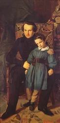 Victor Hugo (1802-85) i jego syn, Francois-Victor, 1836