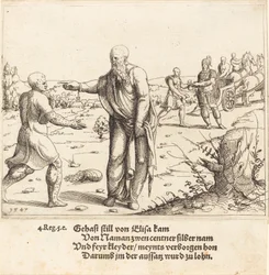 Elizeusz karze Gehaziego trądem Naamana, 1547.
