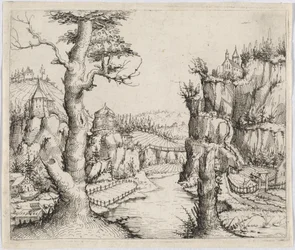 Krajobraz rzeczny z wysokimi klifami, 1546.