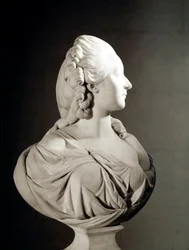 Portret Jeanne Becu, hrabiny (lub Madame) du Barry (1743-1793), marmurowa rzeźba Augustina Pajou (1730-1809), Paryż, Musée du Louvre - Madame du Barry, urodzona jako Marie Jeanne Becu